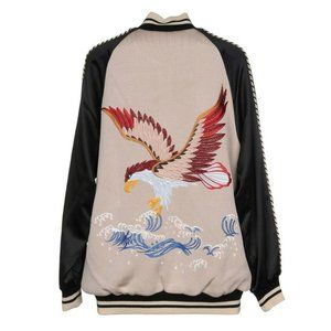 LANEUS Eagle Embroidery Bomber Jacket, Sz 38